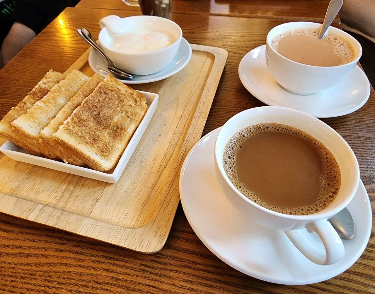 Toast, eggs and coffee served at a Seoul café