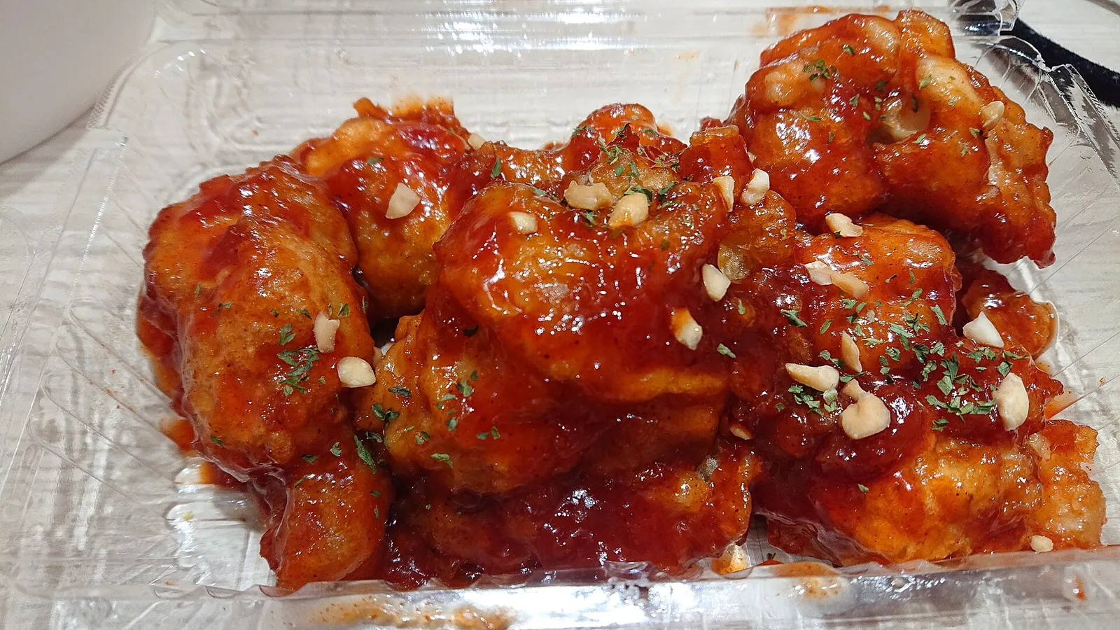 A Myeongdong street stall selling small seaweed rice rolls