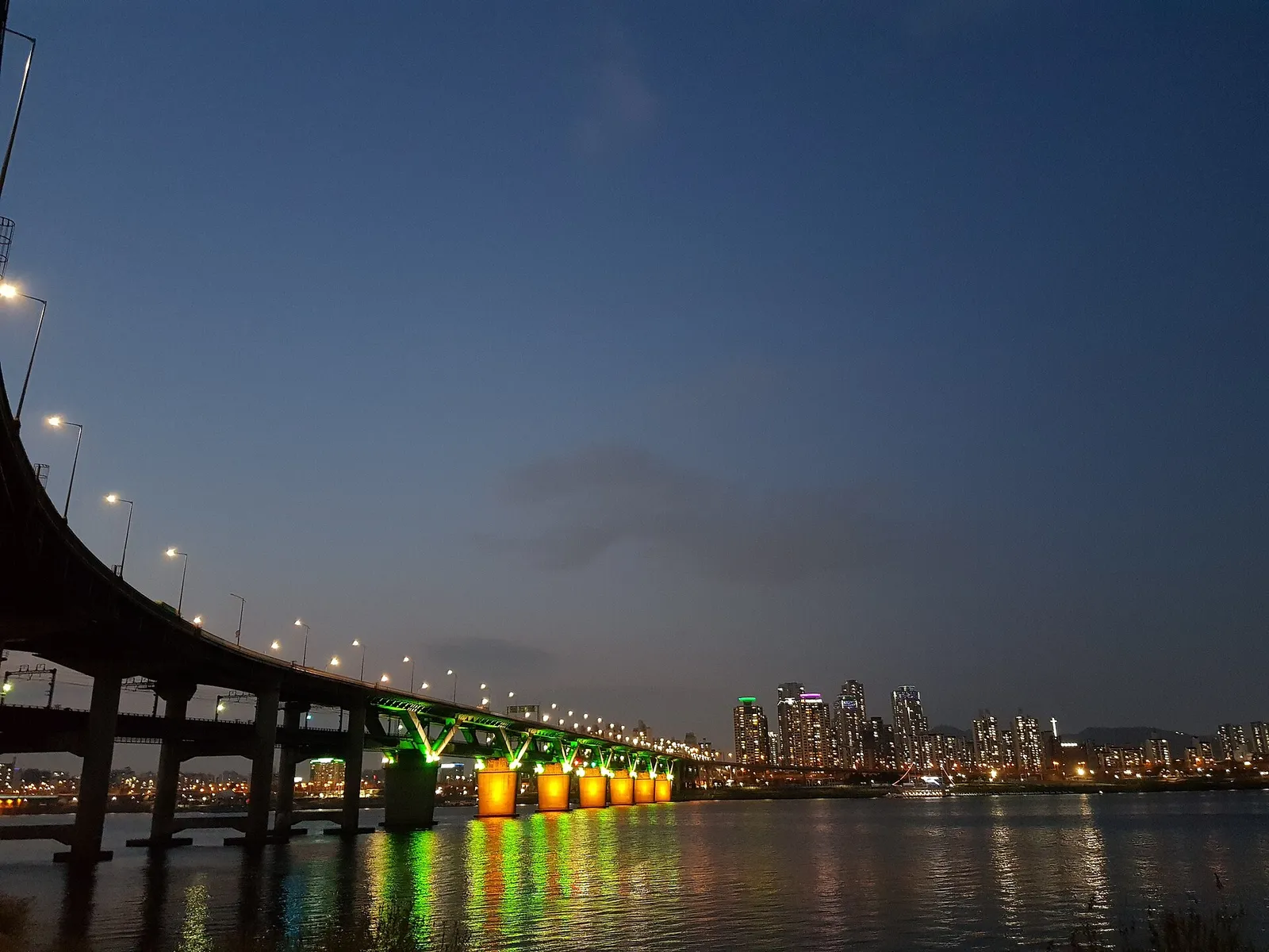A bridge over the Han River in the evening