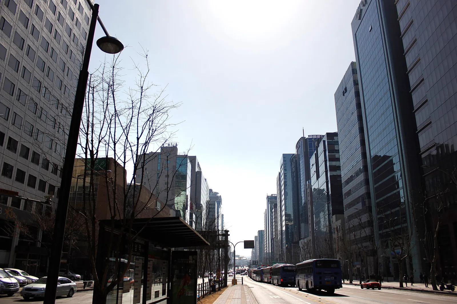 Office towers along Gangnam-daero, the main boulevard in Gangnam